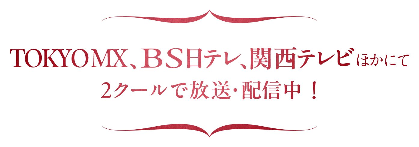 TOKYO MX、ＢＳ日テレ、関西テレビほかにて２クールで放送・配信中！