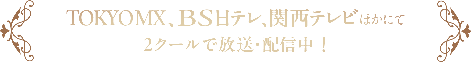 TOKYO MX、ＢＳ日テレ、関西テレビほかにて２クールで放送・配信中！